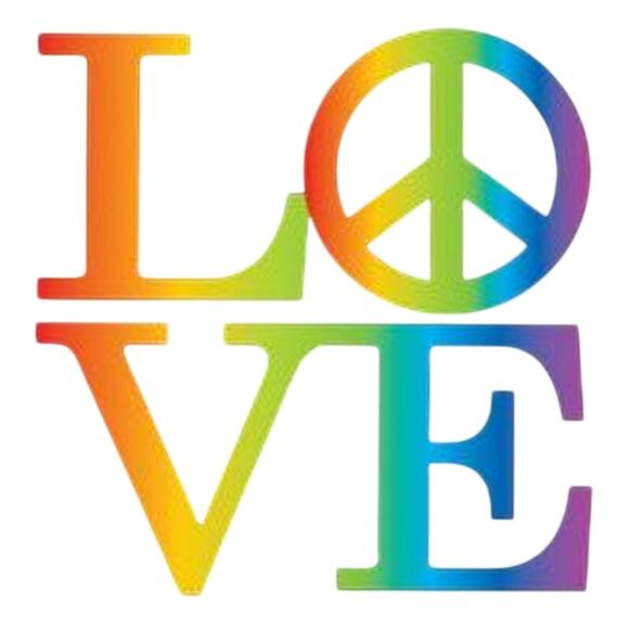 Wall Art Print - Rainbow LOVE Image Pride - Home Decor - Brand New - Peace Sign - Picture 1 of 1
